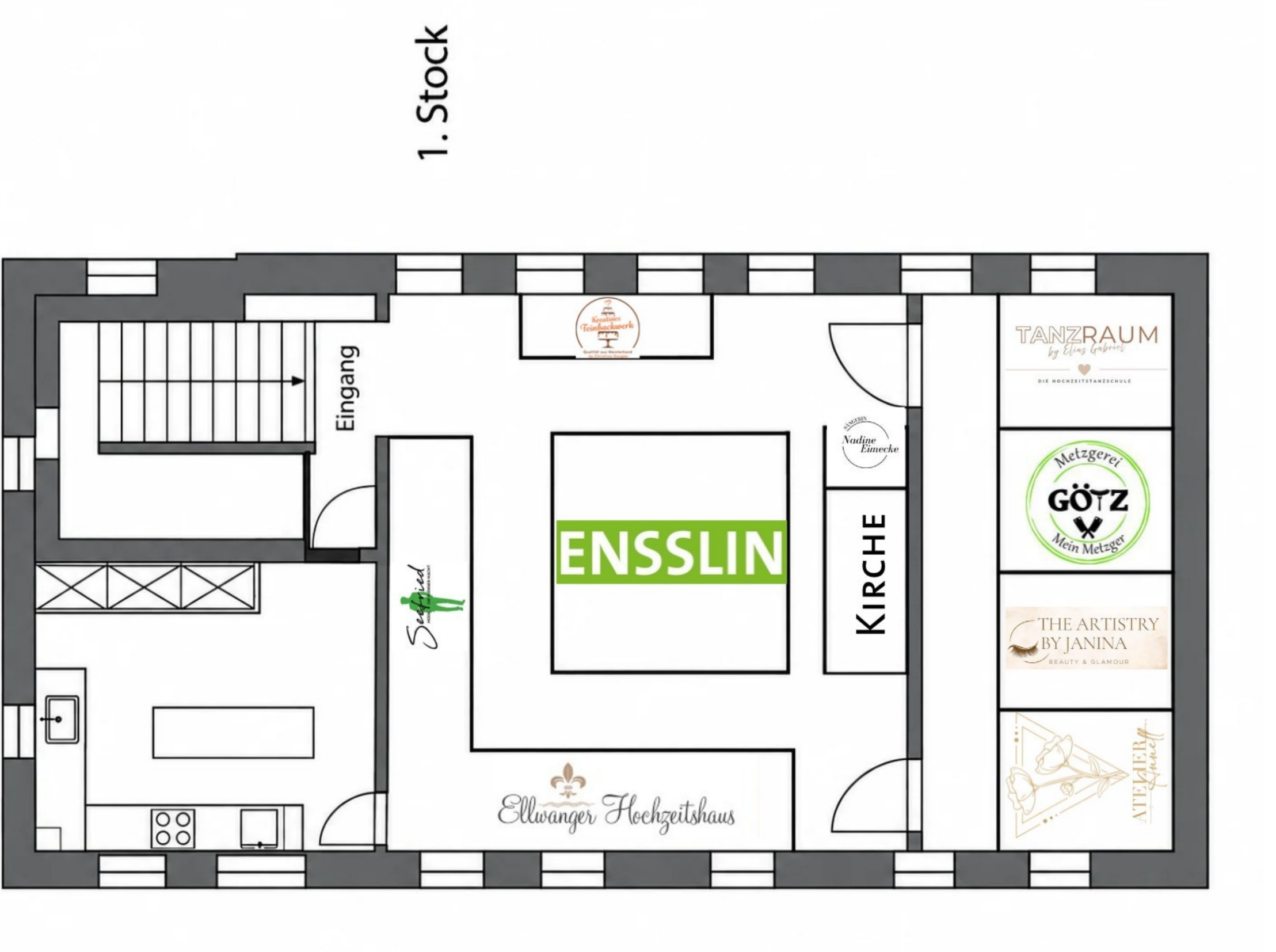 Standplan 1. Stock – Aussteller im Gutls Schlössle